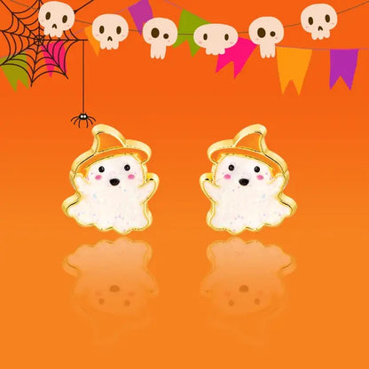 Girl Nation: Glitter Ghost Cutie Stud Halloween Hypoallergenic Earrings