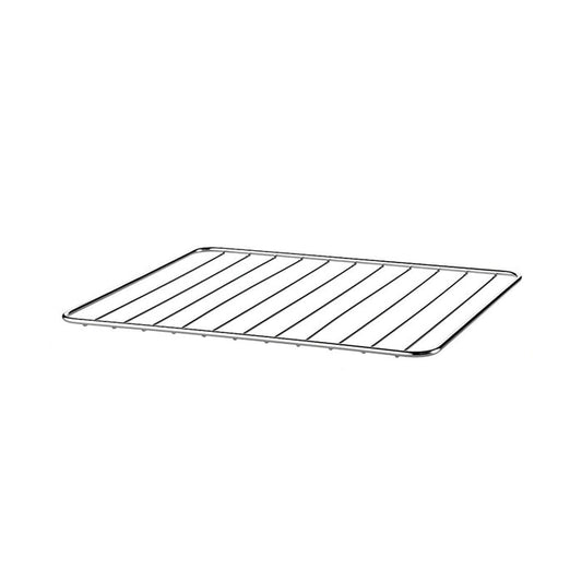 Der Unold Gitterrost für OFEN Kombi 68845 ist ein rechteckiges Metall-Abkühlgitter mit parallelen Stäben und erhöhtem Rand, ideal zum Backen oder Abkühlen von Speisen. Abgebildet vor einem schlichten weißen Hintergrund.