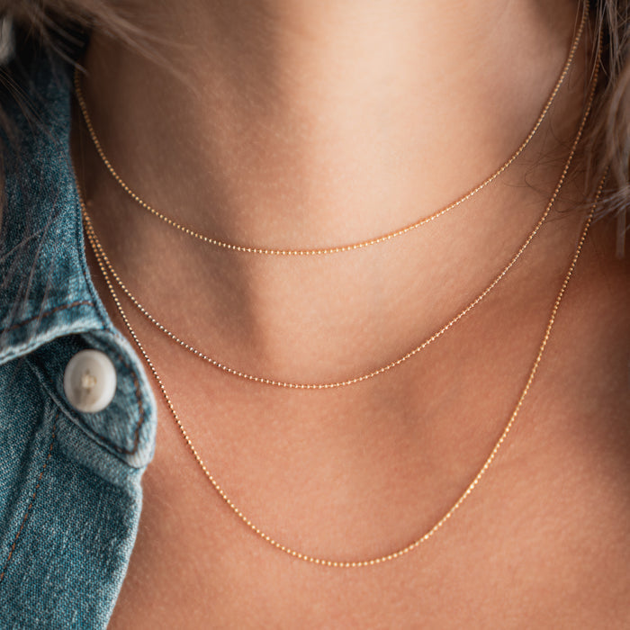 Gold Ball Crystal Initial Chain Necklace