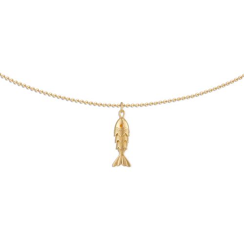 Gold Fish Ball Chain Necklace - 18k gold filled ball chain with movable gold fish charm