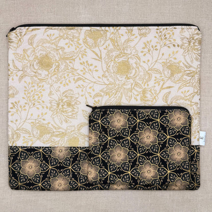 Golden Blooms - Project Bag with Coordinating Notions Pouch