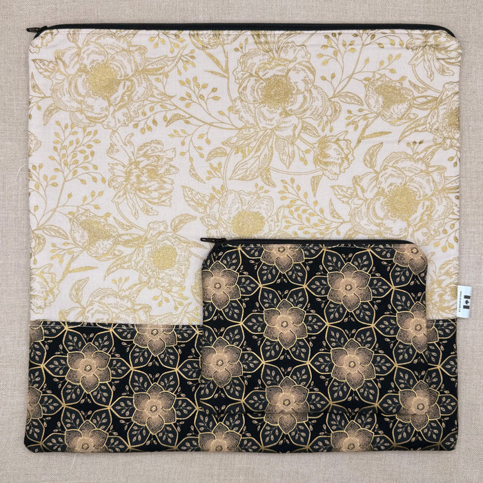 Golden Blooms - Project Bag with Coordinating Notions Pouch