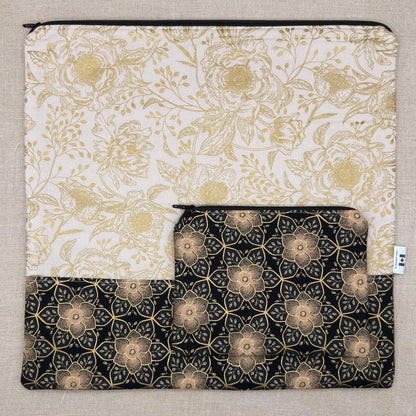 Golden Blooms - Project Bag with Coordinating Notions Pouch