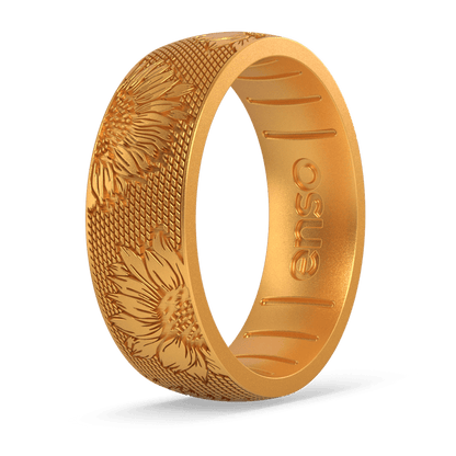Etched Garden Party Silicone Ring - Golden Petals