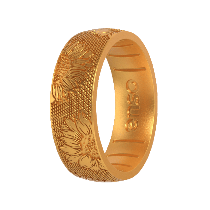 Etched Garden Party Silicone Ring - Golden Petals