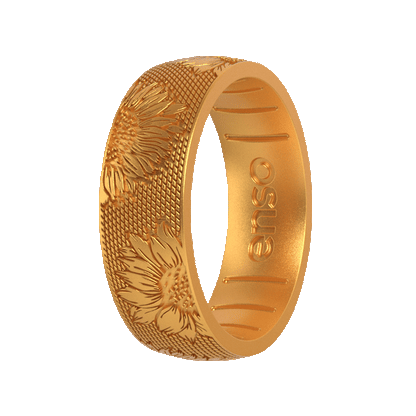 Etched Garden Party Silicone Ring - Golden Petals