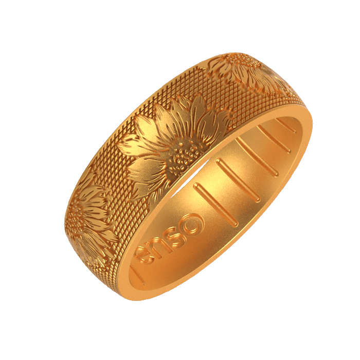 Etched Garden Party Silicone Ring - Golden Petals