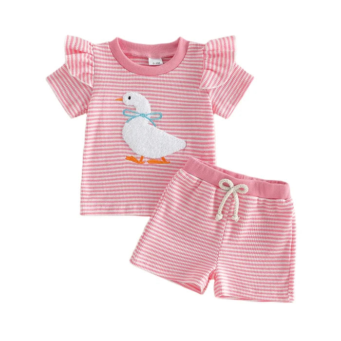 GOOSE Striped Ruffle Outfit