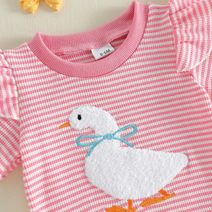 GOOSE Striped Ruffle Outfit