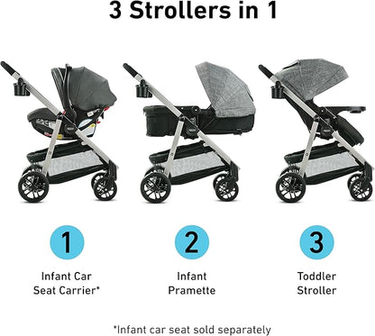 Graco Modes Pramette Stroller, Baby Stroller with True Pram Mode, Reversible Seat, One Hand Fold, Extra Storage, Child Tray, Redmond