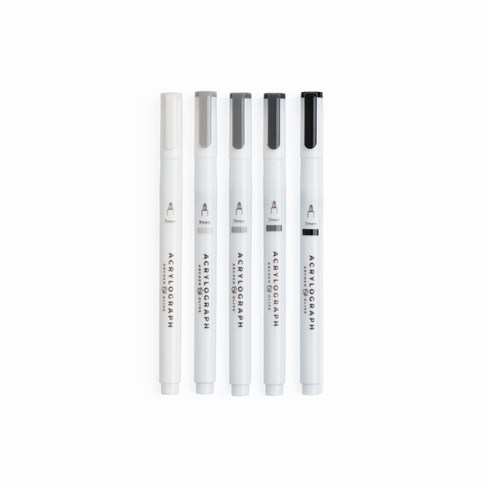 Grayscale Acrylographs | Set of 5 - Archer and Olive