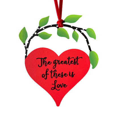 Greatest Of These Is Love Heart w/ Vine Ornament