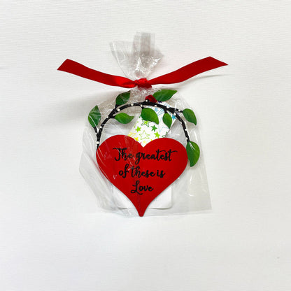 Greatest Of These Is Love Heart w/ Vine Ornament