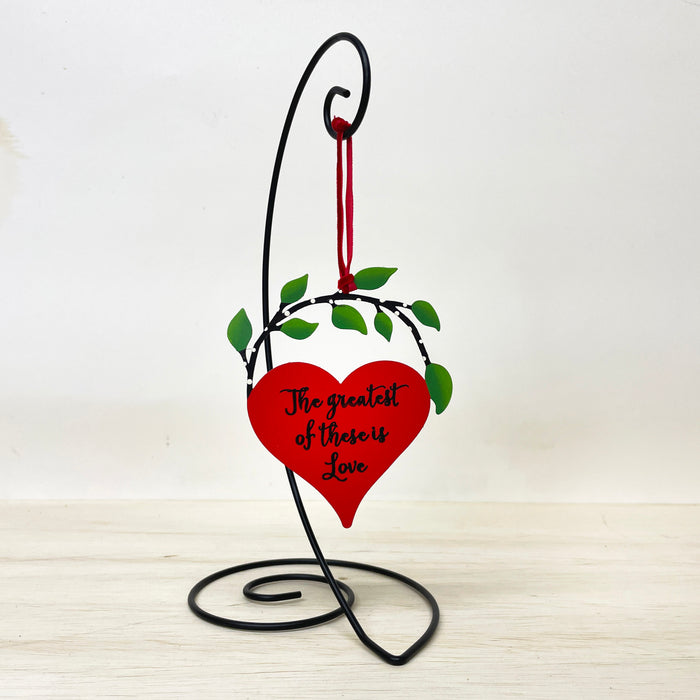 Greatest Of These Is Love Heart w/ Vine Ornament