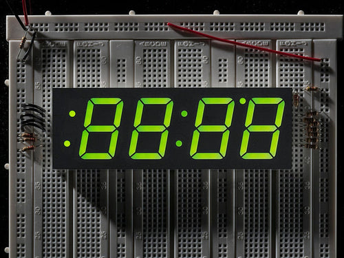 Green 7-segment clock display - 1.2" digit height [Discontinued] by The Pi Hut - The Pi Hut