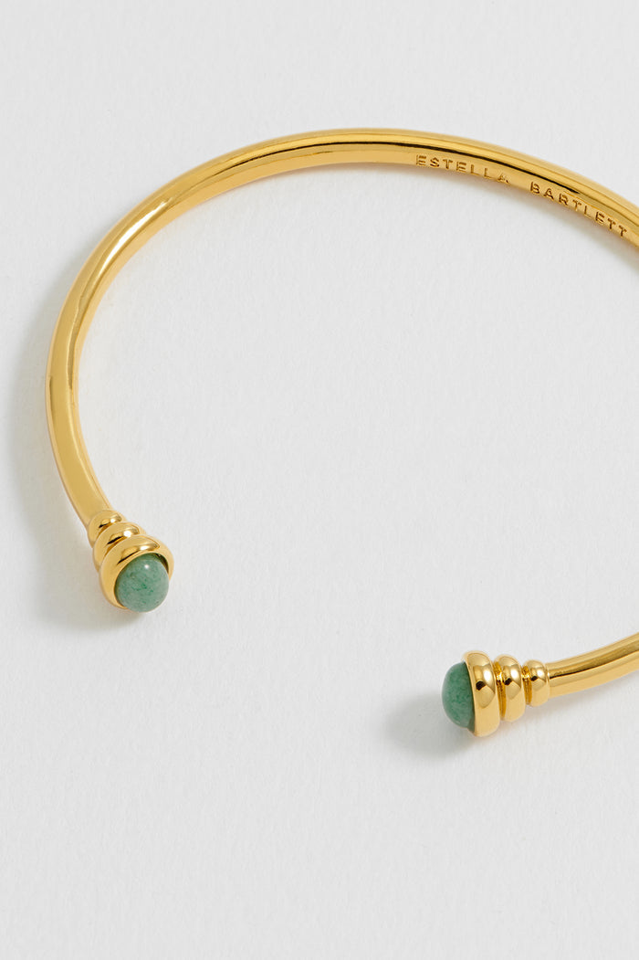 Green Aventurine Cabochon Open Bangle