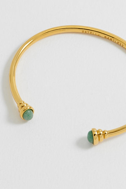 Green Aventurine Cabochon Open Bangle