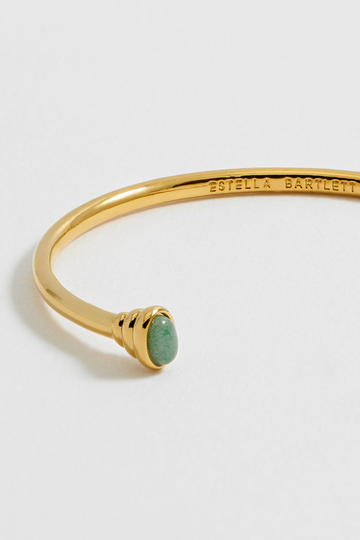 Green Aventurine Cabochon Open Bangle