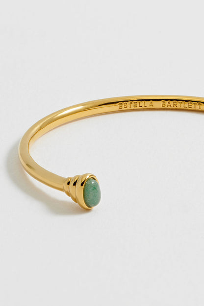 Green Aventurine Cabochon Open Bangle