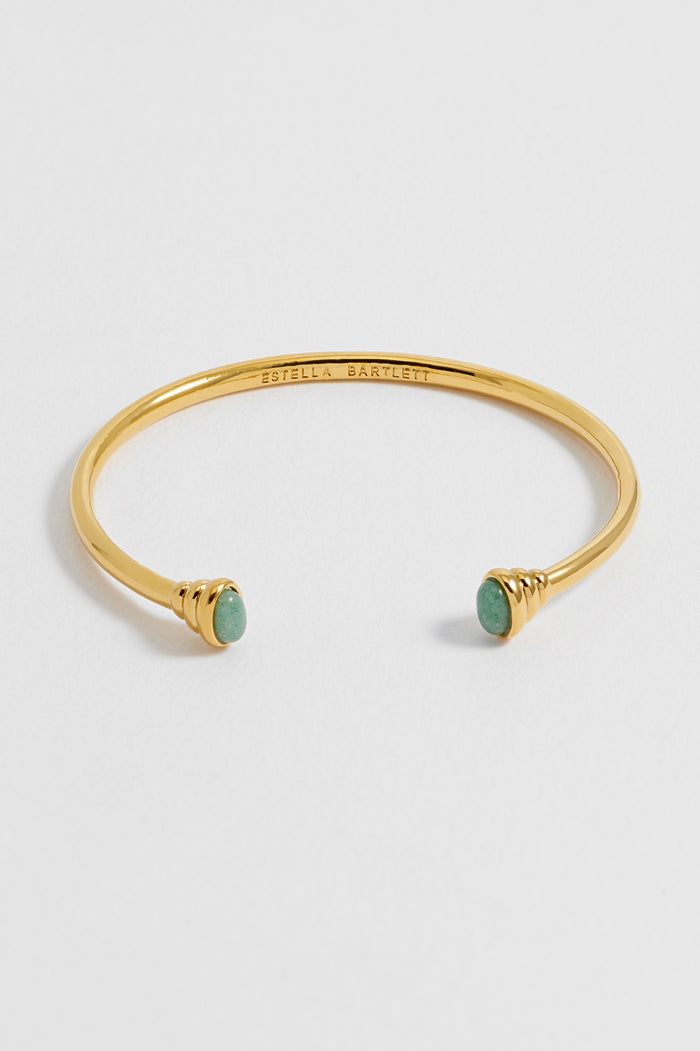 Green Aventurine Cabochon Open Bangle