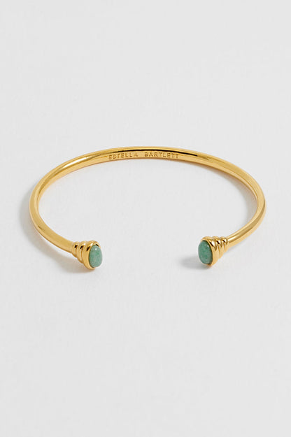 Green Aventurine Cabochon Open Bangle