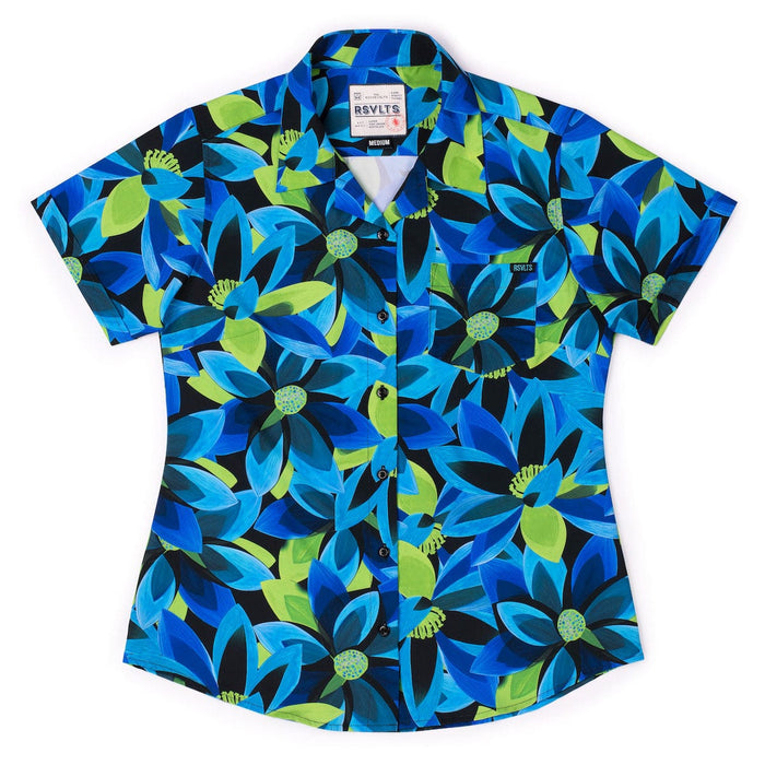 RSVLTS XS RSVLTS Women's Short Sleeve Shirt Green & Blume – Women's KUNUFLEX Short Sleeve Shirt Green & Blume – Women's KUNUFLEX Short Sleeve Shirt