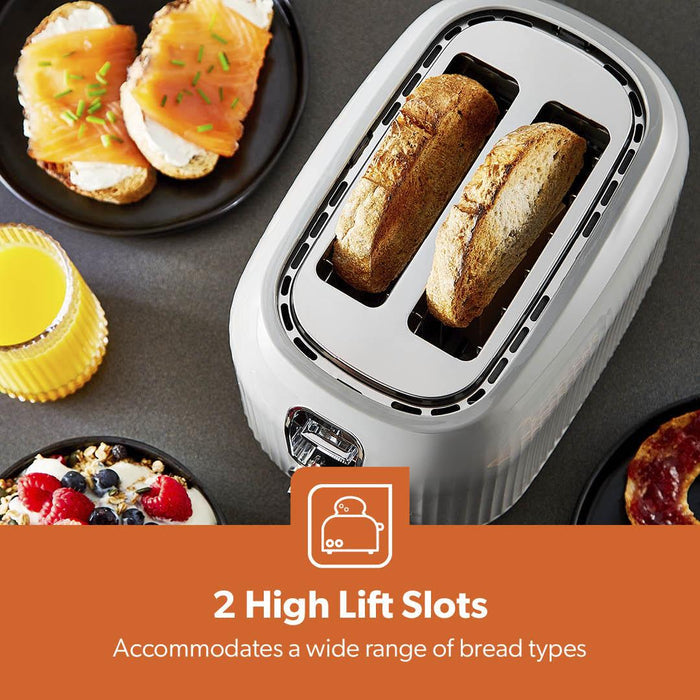 Grey Fluted 2-Slice Bread Toaster & 1.7L Electric Kettle Set