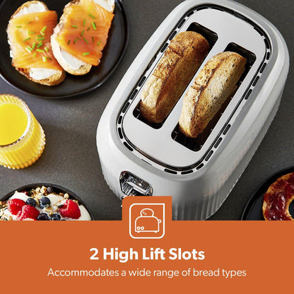 Grey Fluted 2-Slice Bread Toaster & 1.7L Electric Kettle Set