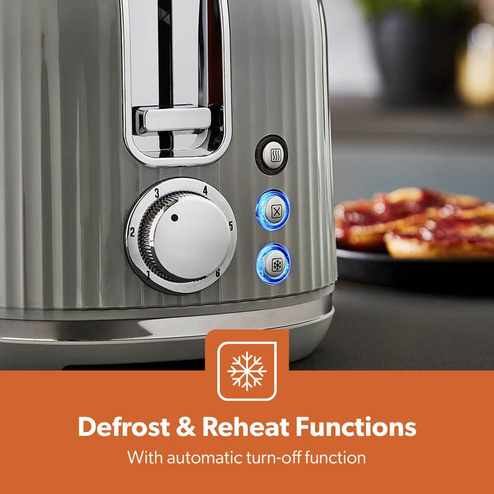 Grey Fluted 2-Slice Bread Toaster & 1.7L Electric Kettle Set