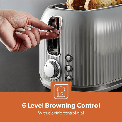 Grey Fluted 2-Slice Bread Toaster & 1.7L Electric Kettle Set