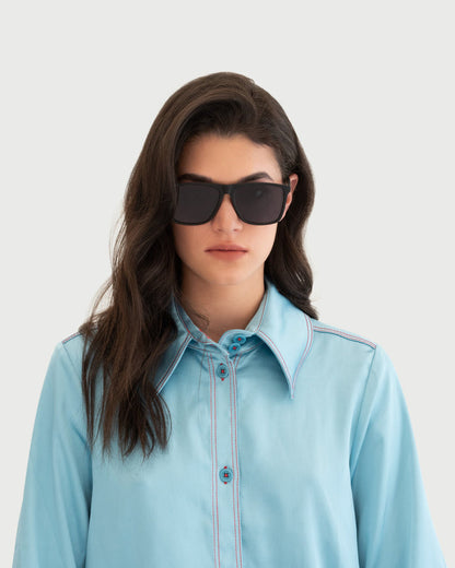 lifestyle-Ink::women Griffin Sunglasses square black recycled polyester