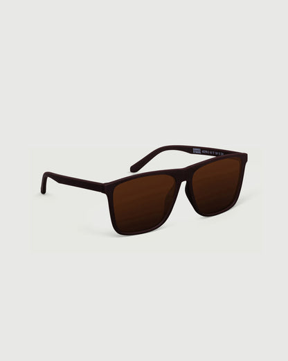 Brunette::Griffin Sunglasses square brown recycled polyester front diagonal