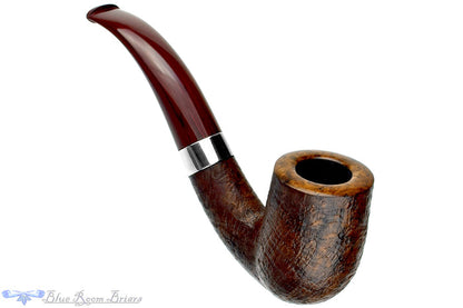 H Pipe by Aidan Hesslewood Bent Sandblast Billiard with Silver and Brindle