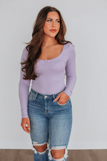 Haleigh Ribbed Bodysuit - Lilac