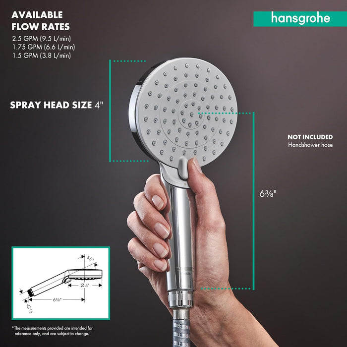 hansgrohe Vernis Blend 4inch HighPressure Handheld Shower Head 2Spray Rain IntenseRain Chrome 1.5 GPM 26090001