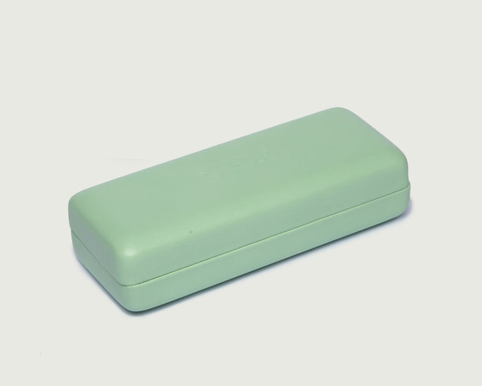 Seafoam::Hard Case Eyewear case green leather diagonal