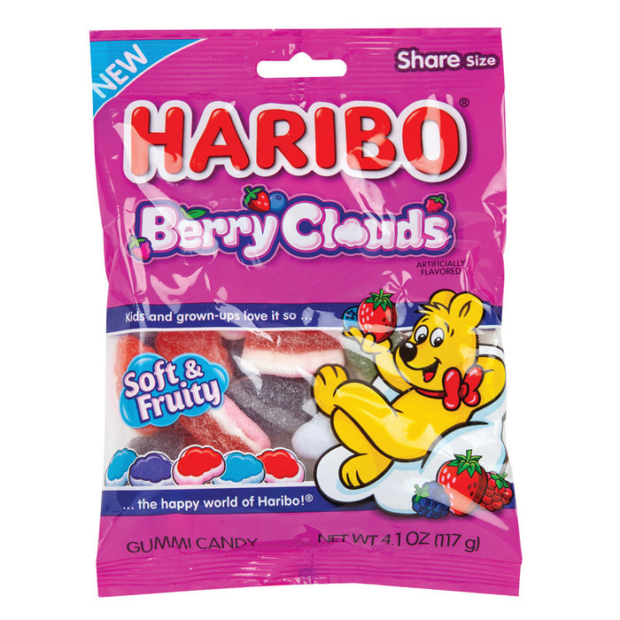 Haribo Berry Clouds Gummy Candy Peg Bag - 12 Count
