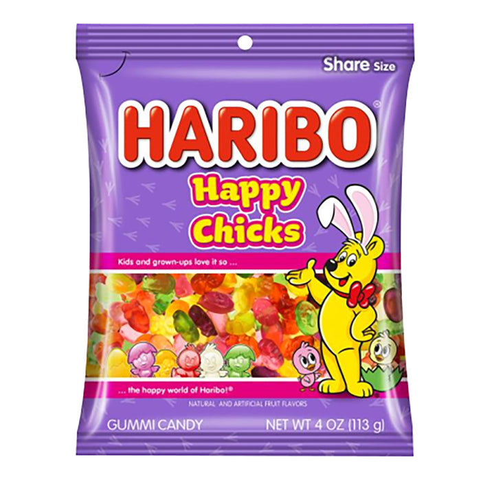 Haribo Happy Chicks Gummy Candy Peg Bag - 12 Count