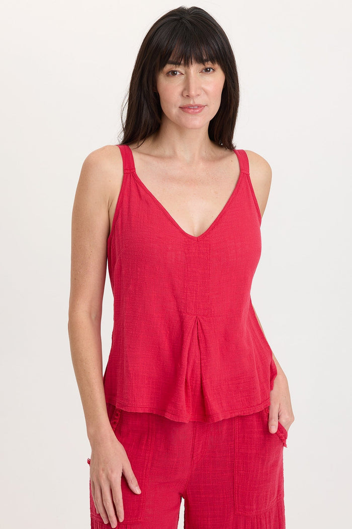 Wearables Hedley Gauze/Jersey Box Pleat Tank