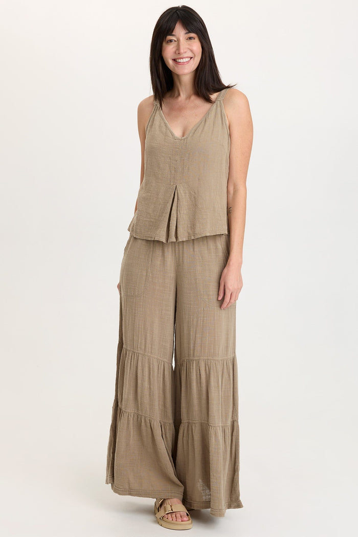 Wearables Hedley Gauze/Jersey Box Pleat Tank