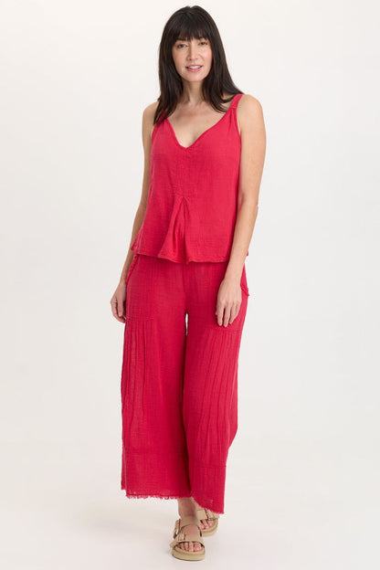 Wearables Hedley Gauze/Jersey Box Pleat Tank