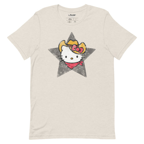 Hello Kitty Cowboy Hat Tee Apparel Printful Heather Dust S