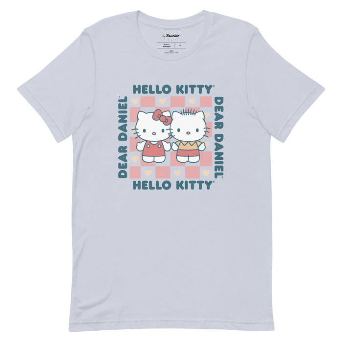 Hello Kitty & Dear Daniel Checkerboard Tee Apparel Printful Light Blue XS