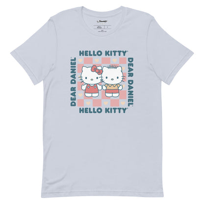 Hello Kitty & Dear Daniel Checkerboard Tee Apparel Printful Light Blue XS