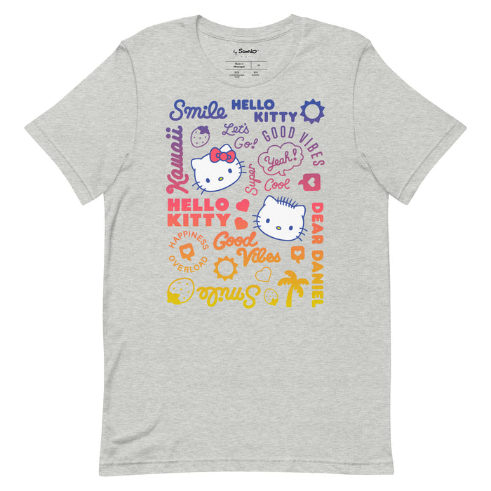 Hello Kitty & Dear Daniel Good Vibes Tee Apparel Printful Athletic Heather XS