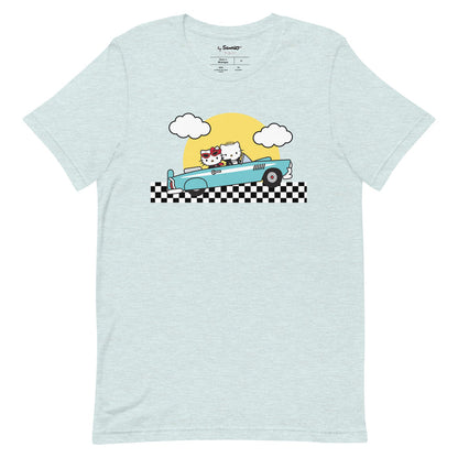 Hello Kitty & Dear Daniel Sunset Drive Tee Apparel Printful Heather Prism Ice Blue S