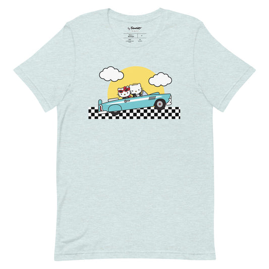 Hello Kitty & Dear Daniel Sunset Drive Tee Apparel Printful Heather Prism Ice Blue S