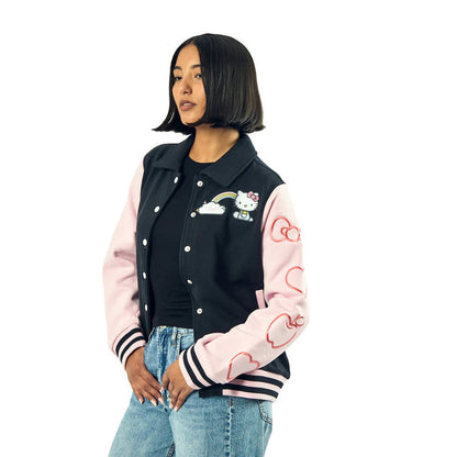 Hello Kitty Rainbow Varsity Jacket Apparel BIOWORLD