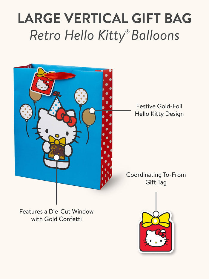 Hello Kitty x Studio Oh! Retro Red Balloons Gift Bag (Large) Large Gift Bags Studio Oh!