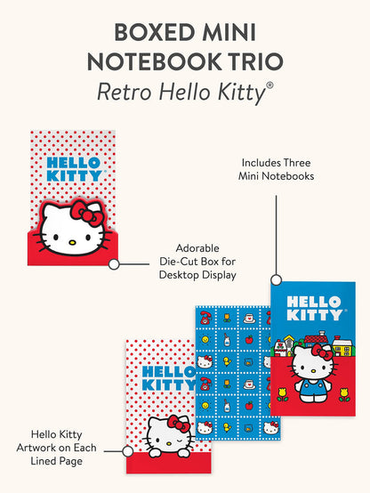 Hello Kitty x Studio Oh! Retro Red Boxed Mini Notebook Trio Stationery Studio Oh!